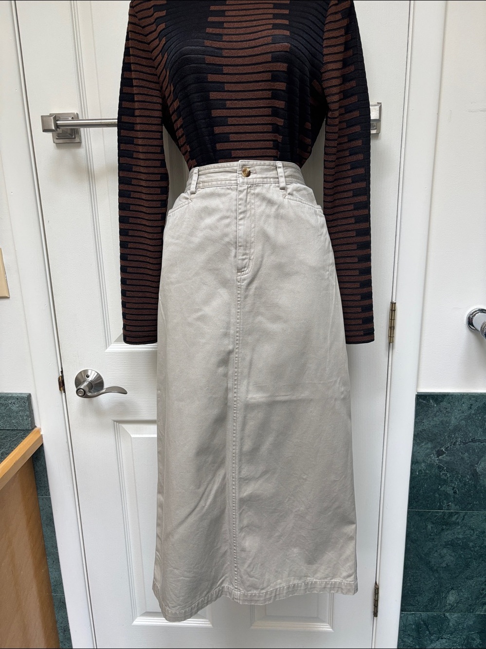 Rafaella tan/khaki cotton maxi straight skirt
